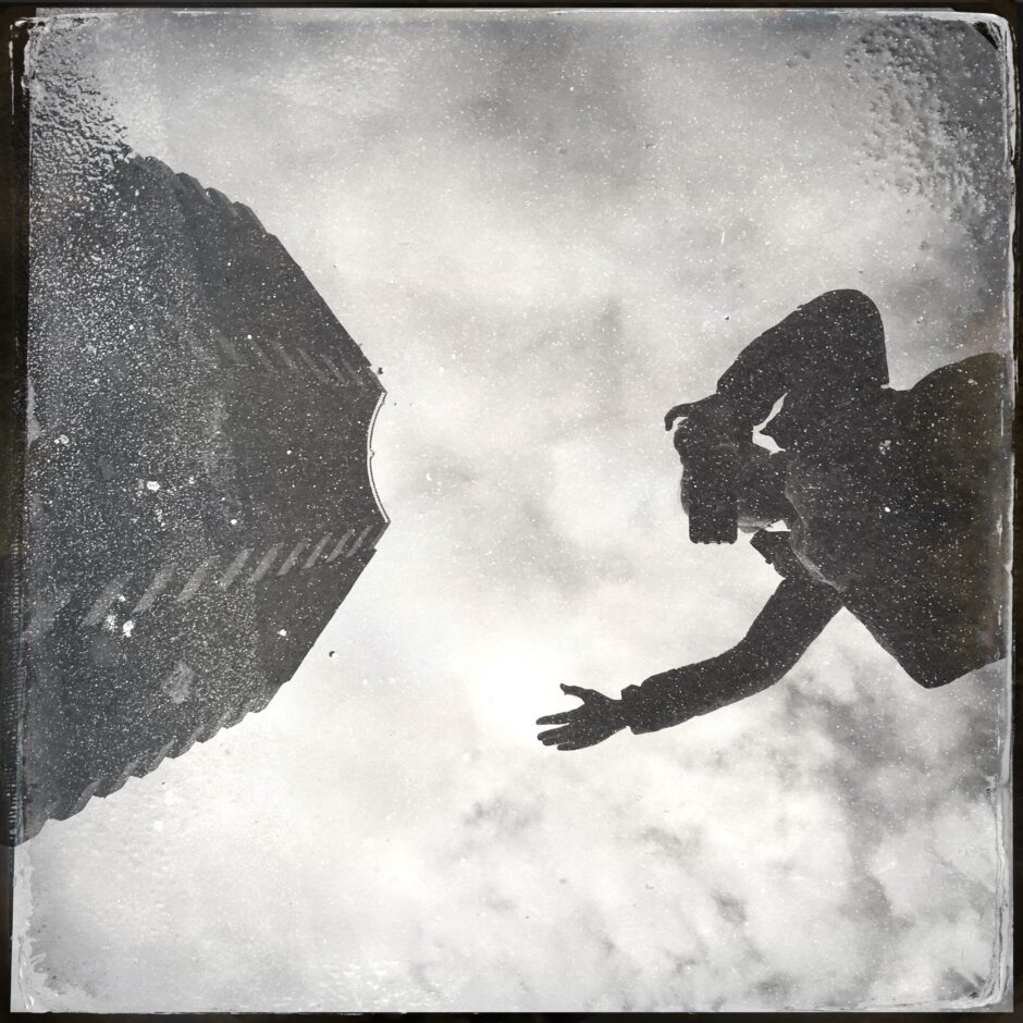 puddle, woman, building
